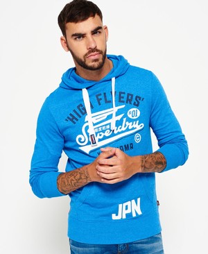 Superdry High Flyers Lite Weight Férfi Kapucnis Pulóver Kék | WOTBF5172